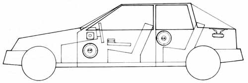 Posizionamento altoparlanti in auto
