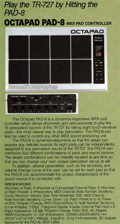 ROLAND OCTAPAD PAD-8 MIDI PAD CONTROLLER